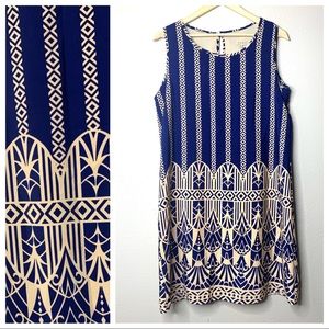 Cremieux Navy & Cream Midi Dress M